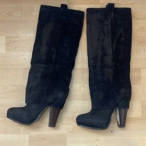 Vintage fold over chunky heel boots